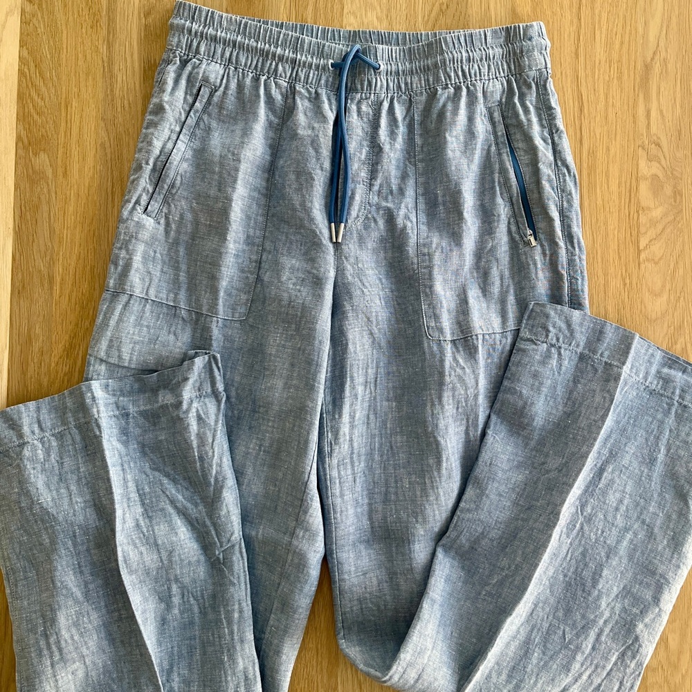 Athleta retreat linen pant blue size 8 tall
